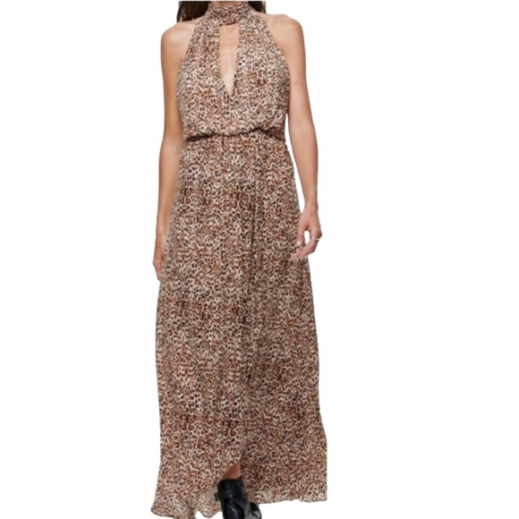 FREE PEOPLE Animal Instincts Flowy High Neck Sleeveless Dress, Black Combo, Sz 4 - Picture 10 of 10